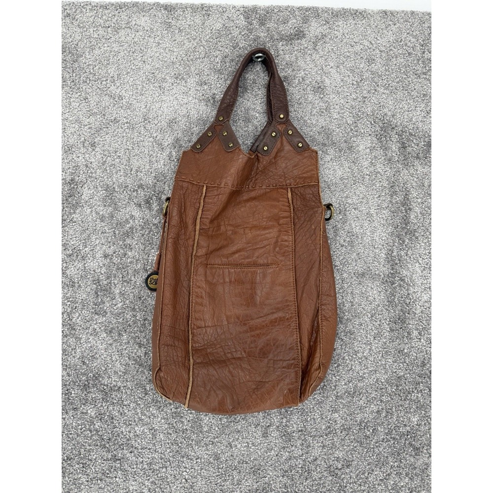 The Sak Brown Distressed Leather Tote Shoulder Bag Boho Slouchy Crossbody